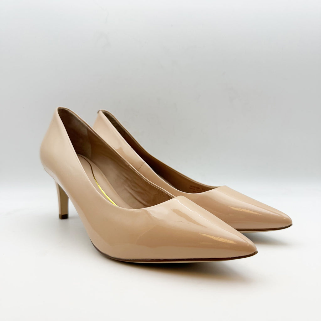Cole Haan Womens Vandam Pumps US 9.5 Tan Brush Patent Leather 65mm NWOB