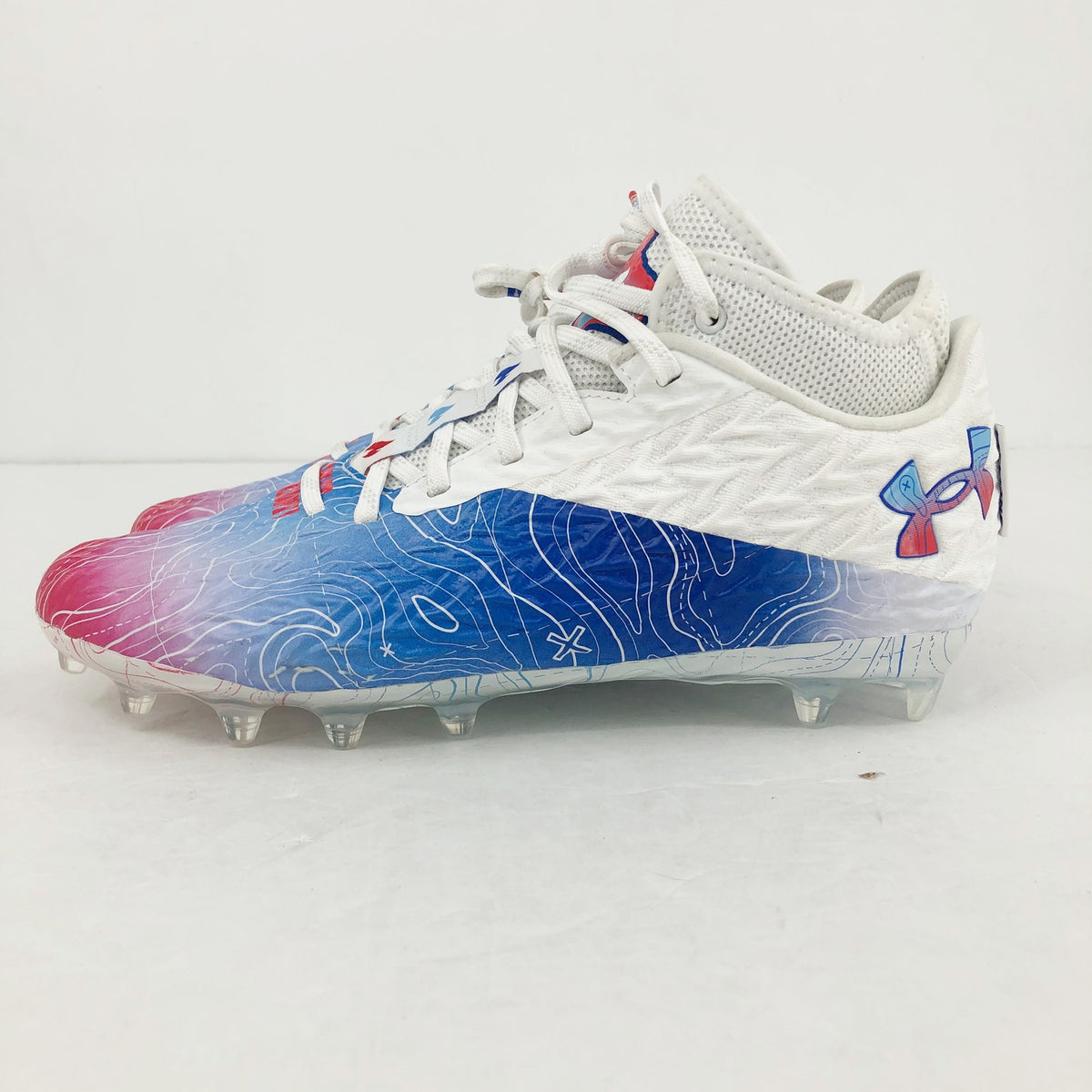 Under Armour Mens Spotlight Clone 4 MC TX Football Cleat Size 12 White Blue NWOB
