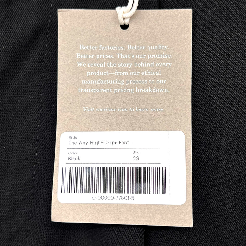 Everlane Womens The Way-High Drape Pants Sz 2 - 30" Inseam Pleated Black NWT