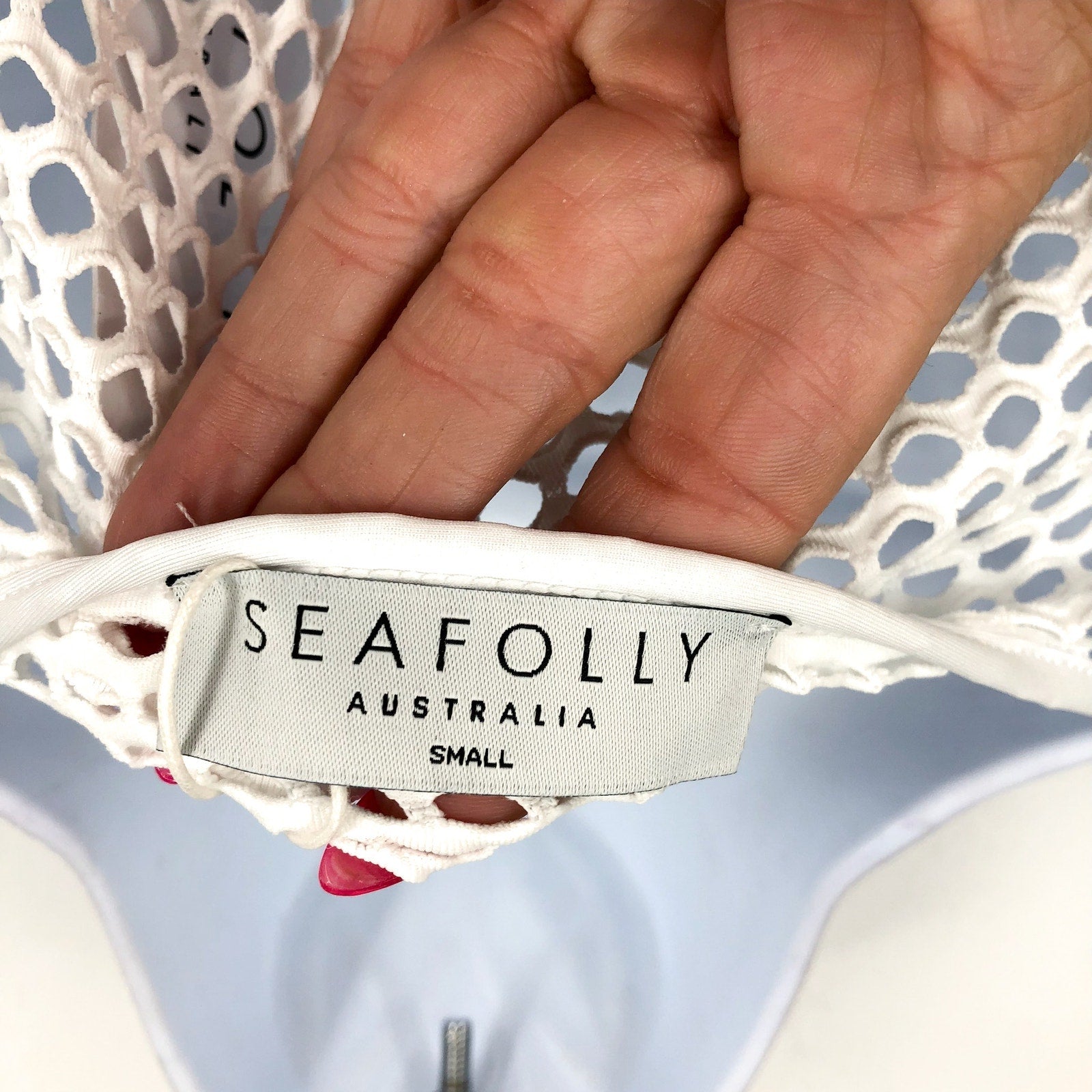 SEAFOLLY Women's Mesh Effect Swim Cover Up US 6 Small White Long Sleeve NWT