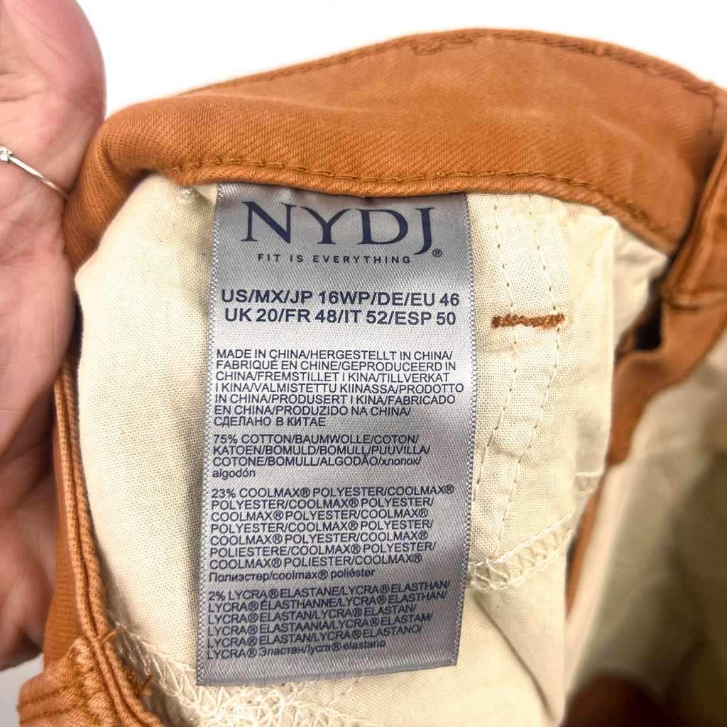 NYDJ Womens Margot Girlfriend Jeans Size 16W PETITE Rust Brown Straight Leg NWT