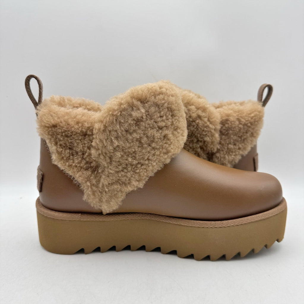 UGG Womens Ultra Mini Alina Ankle Bootie US 5 EU 36 Chestnut Brown Leather NIB