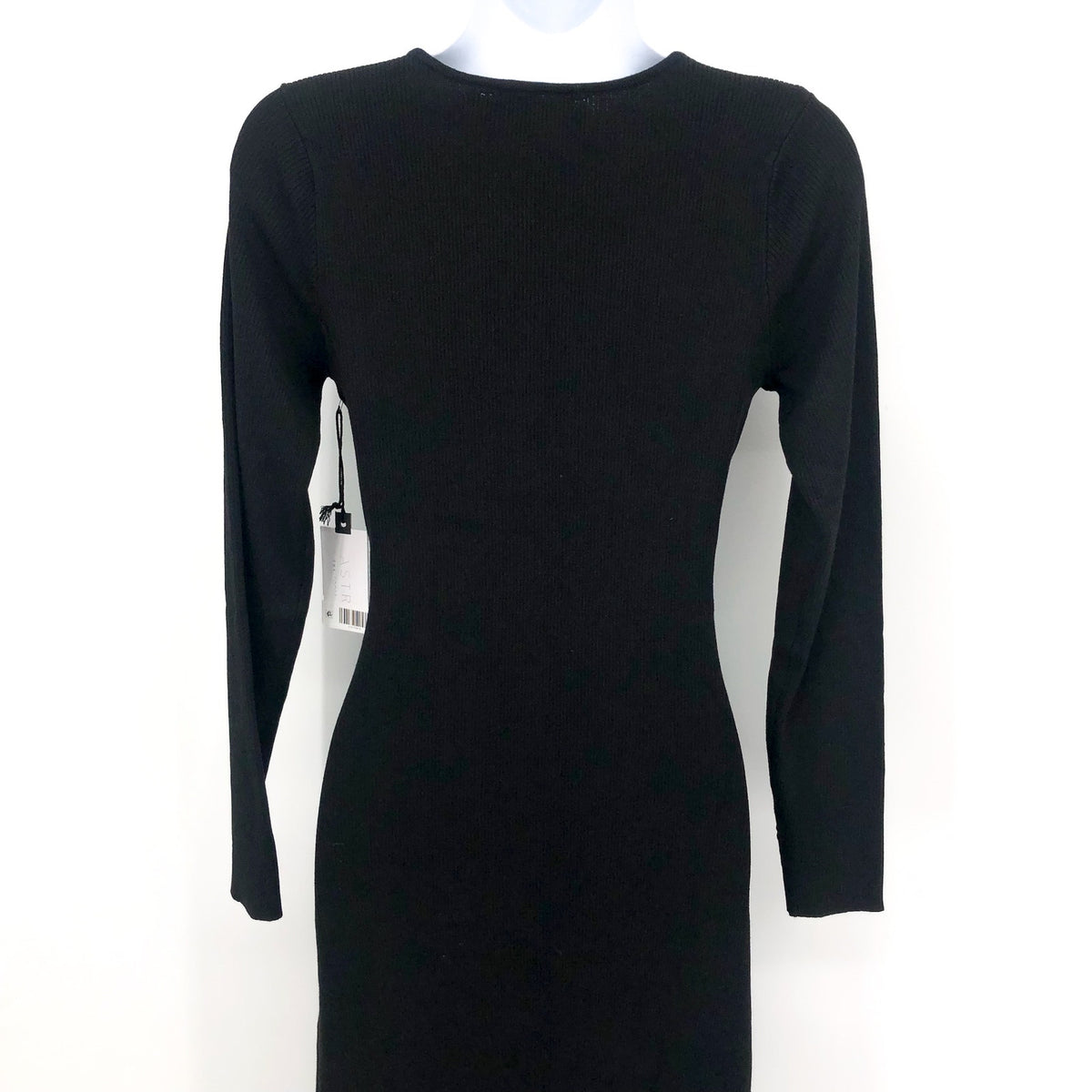 ASTR The Label Cross Front Slit Long Sweater Dress Large Black Knit VNeck NWT