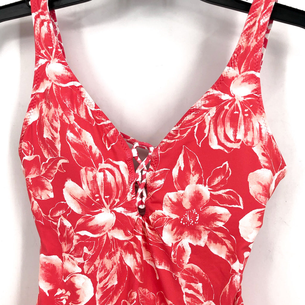 TOMMY BAHAMA Scrolls Reversible One-Piece Swimsuit Size 4 Pink Lace Back NWOT