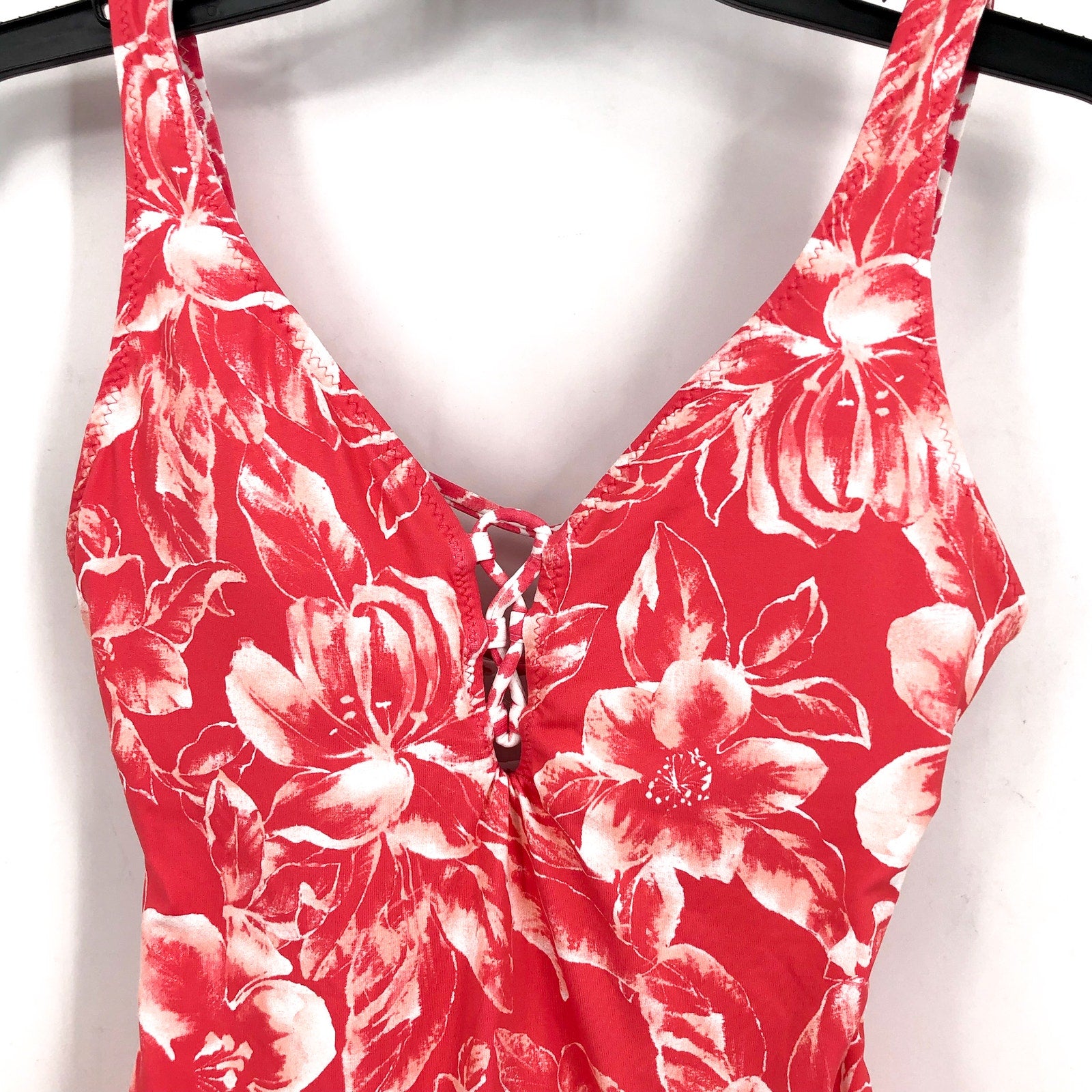 TOMMY BAHAMA Scrolls Reversible One-Piece Swimsuit Size 4 Pink Lace Back NWOT