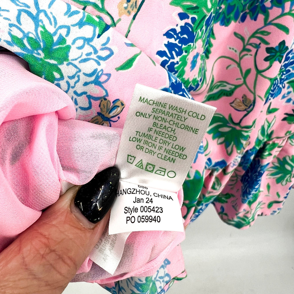 LILLY PULITZER Cristiana Fit and Flare Dress Size 2 Conch Shell Pink Blue NWT
