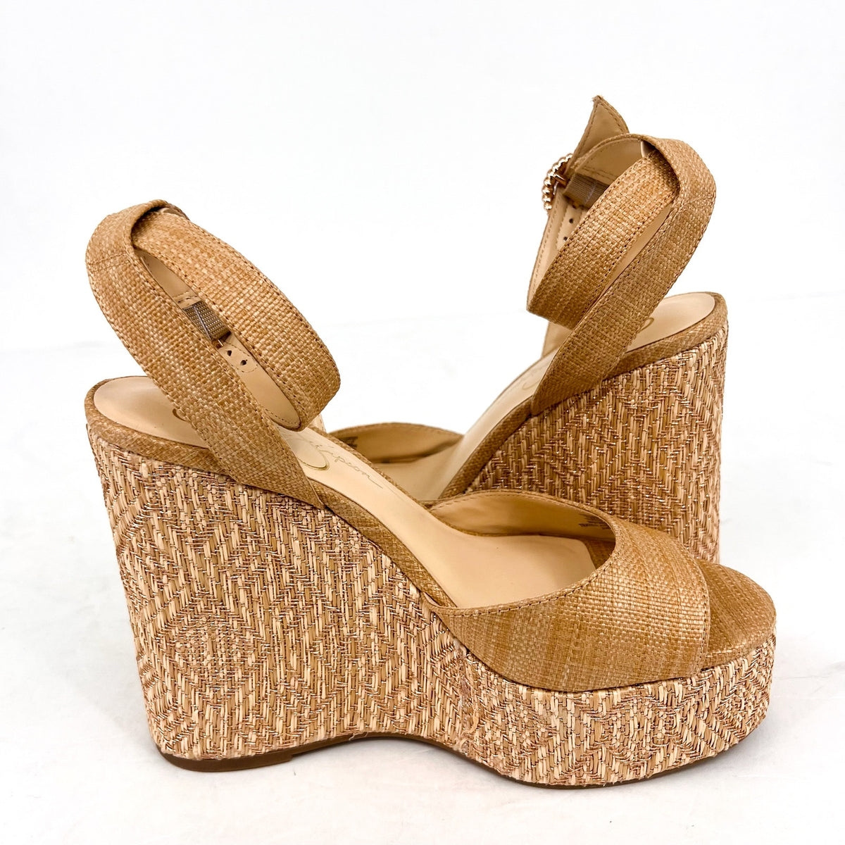 JESSICA SIMPSON Kamindi Espadrille Wedge Sandals Size 7M Tan Natural Raffia NWOB