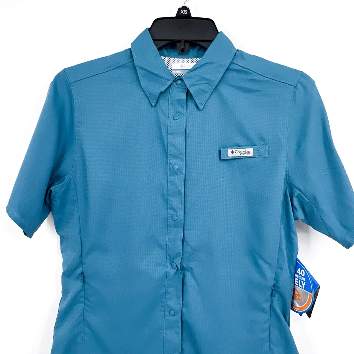 COLUMBIA Women's PFG Tamiami II Shirt XS Blue Ocean Teal Short Sleeve NWT