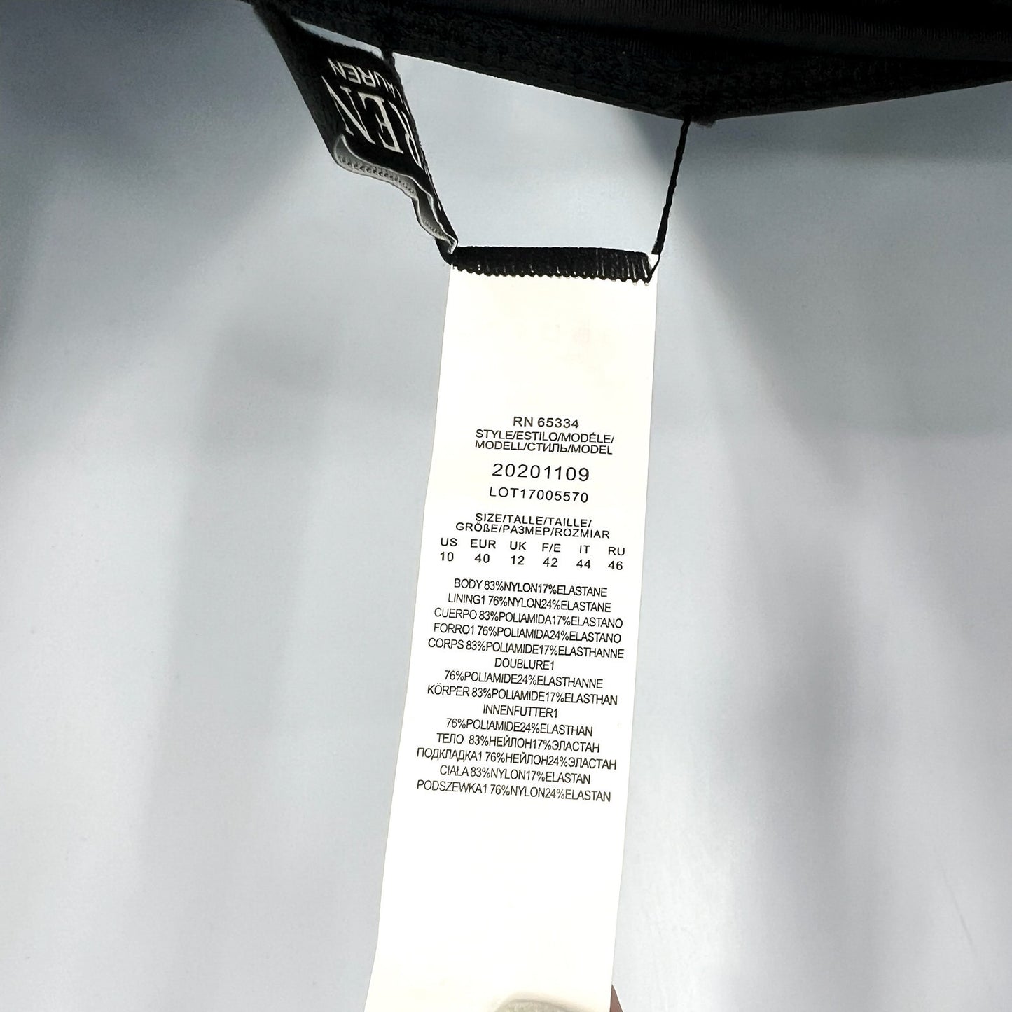 LAUREN RALPH LAUREN Sculpting Modern V Neck One Piece Swimsuit 10 Black NWT