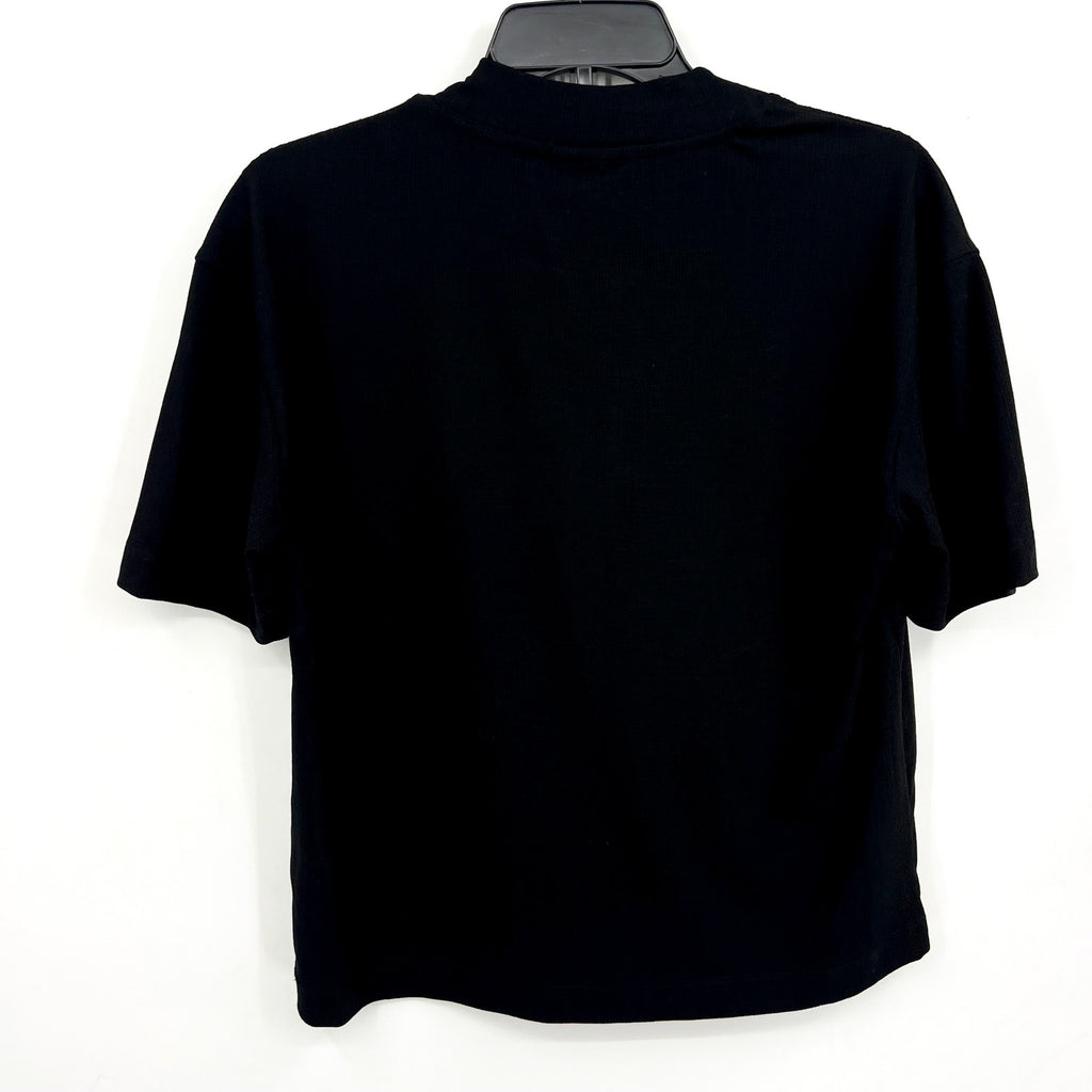 VARLEY Women's Kasey Mock Placket Rib Tee Small Black Short Sleeve NWT
