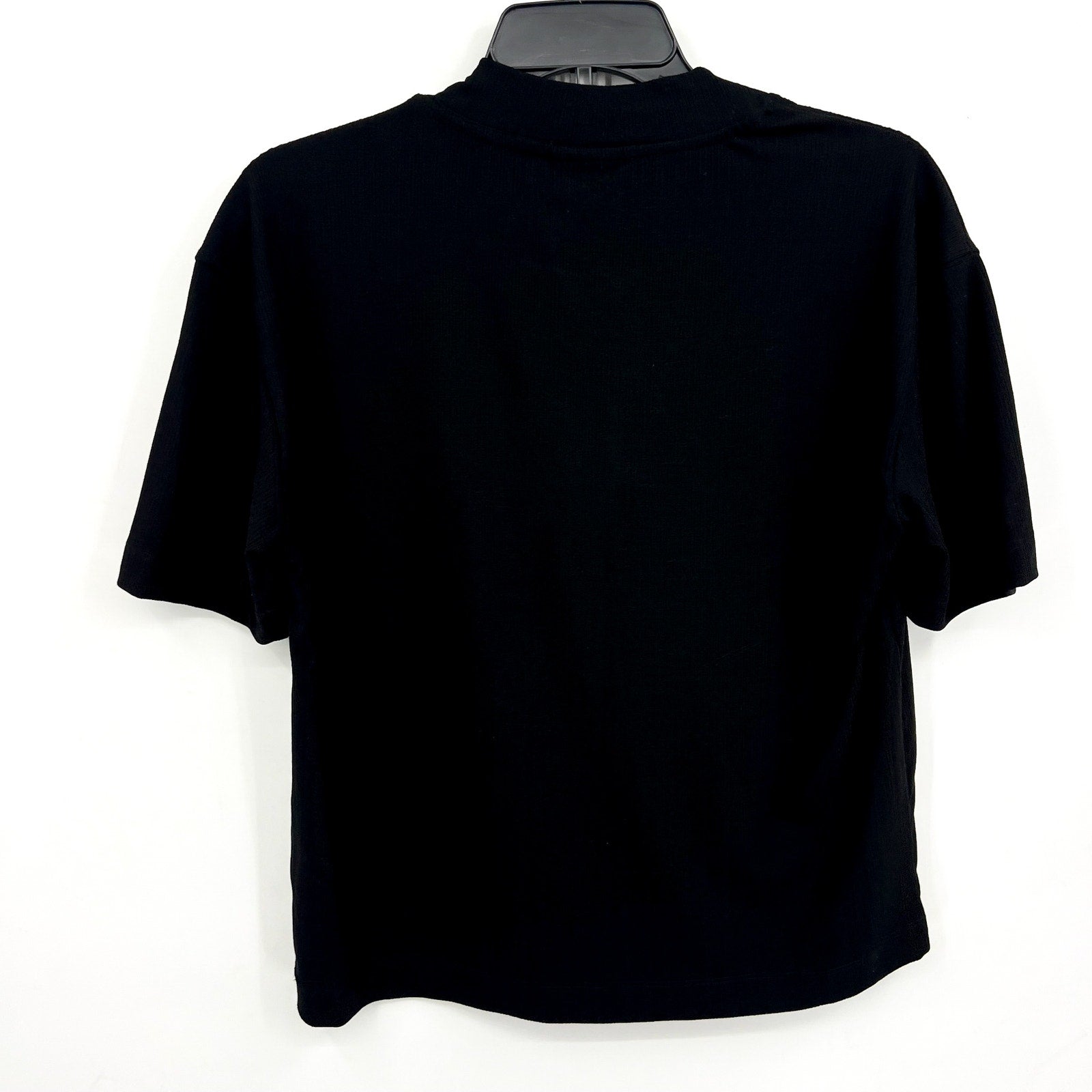 VARLEY Women's Kasey Mock Placket Rib Tee Small Black Short Sleeve NWT