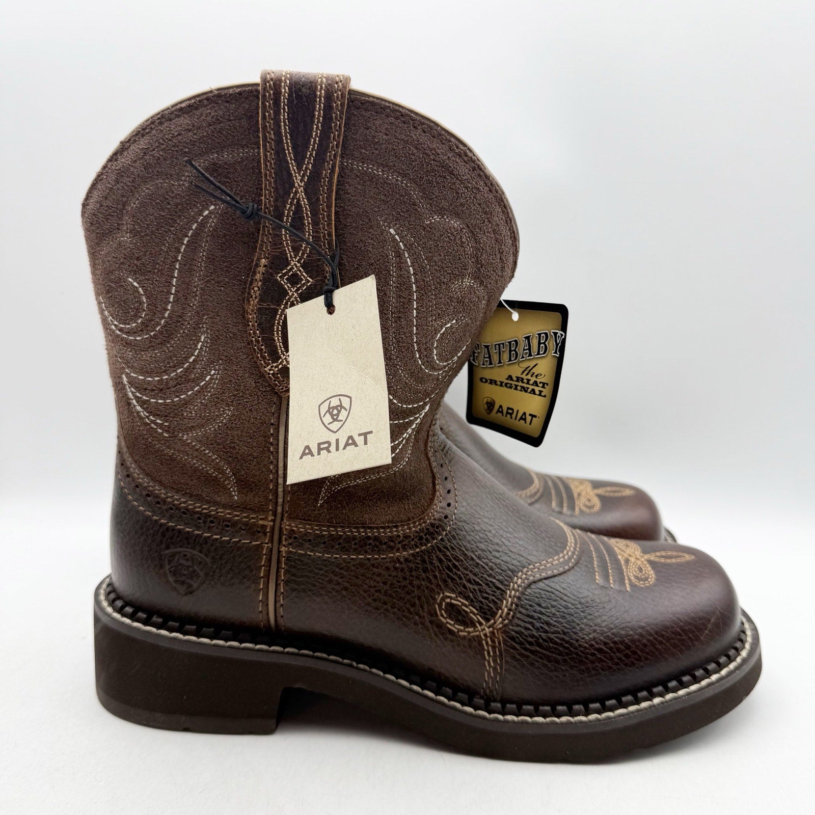 Ariat Womens Fatbaby Heritage Cowboy Dapper Boots US 8 M Brown Leather NWOB