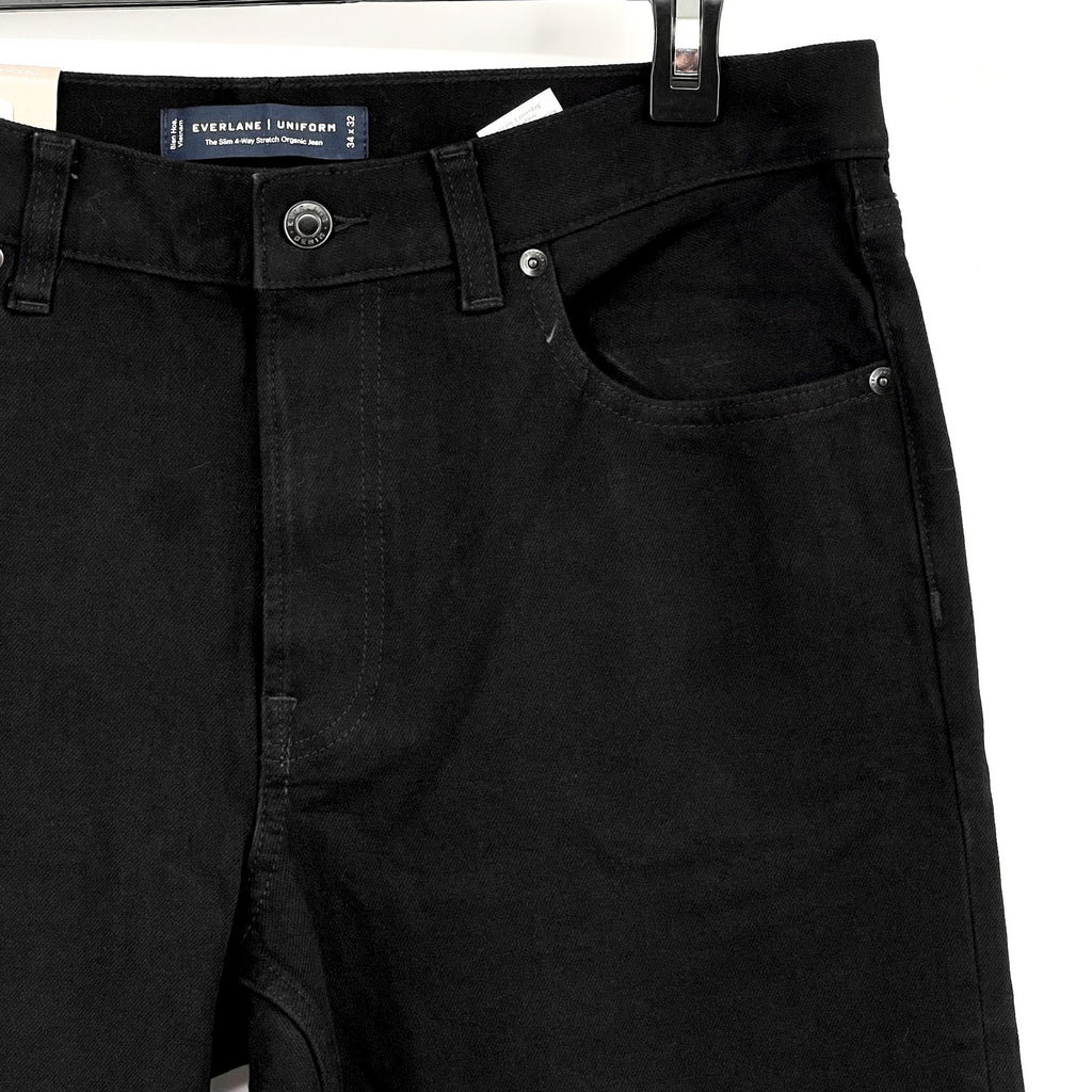 EVERLANE Uniform Men's Slim Jeans 34x32 Black 4-Way Stretch Organic Cotton NWT
