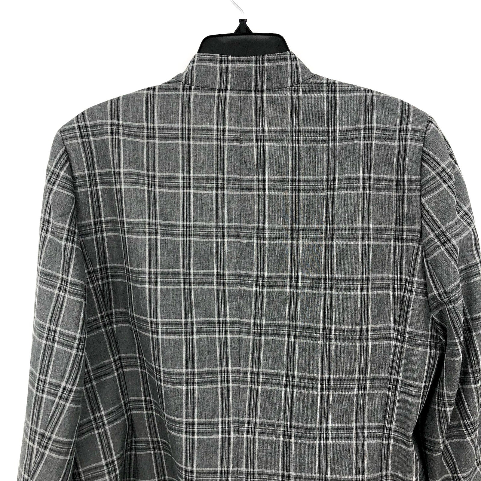 LE SUIT Womens Windowpane Plaid Suit Jacket 16 Grey Black 6 Button Blazer NWT