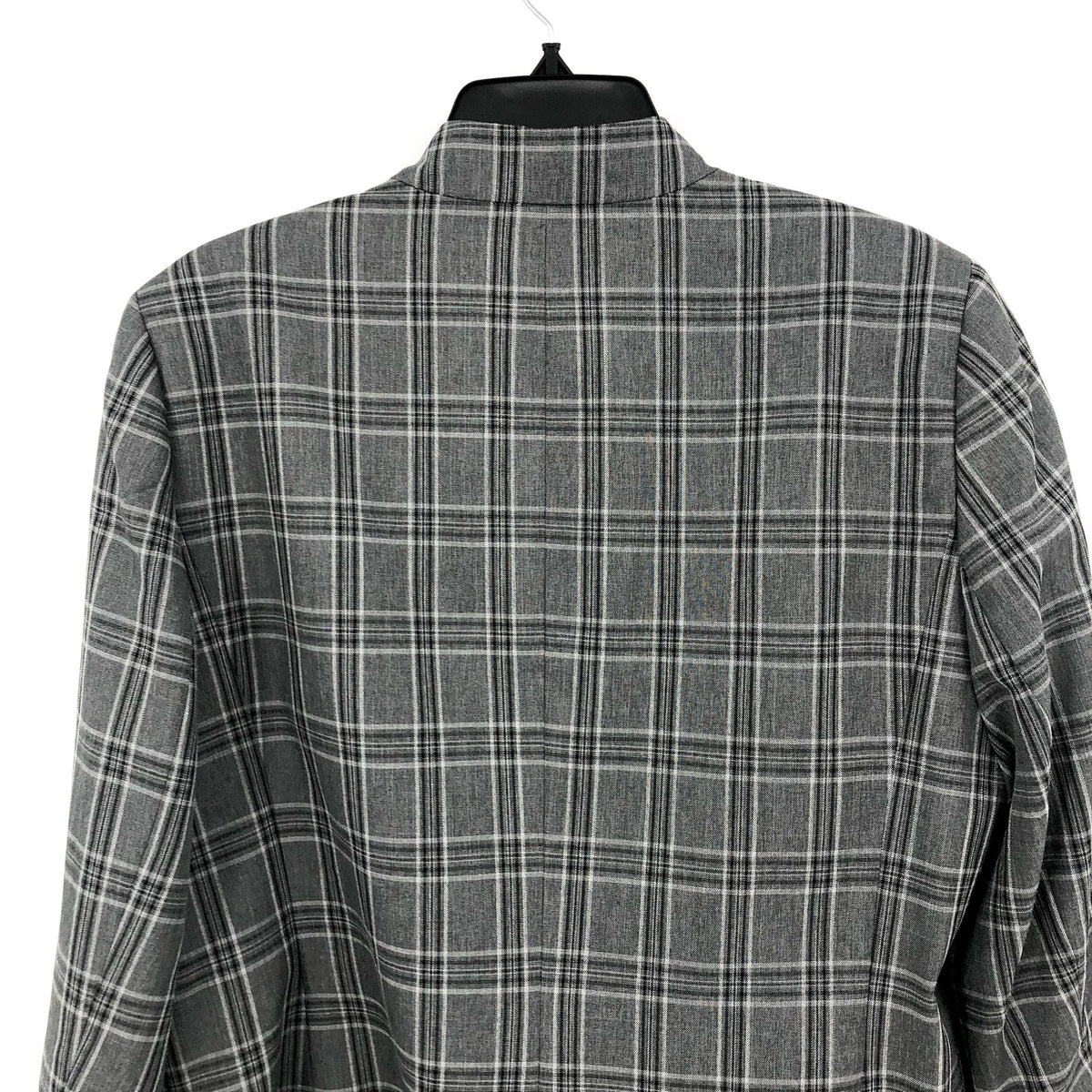 LE SUIT Womens Windowpane Plaid Suit Jacket SIZE 16 Grey Black Button Blazer NWT