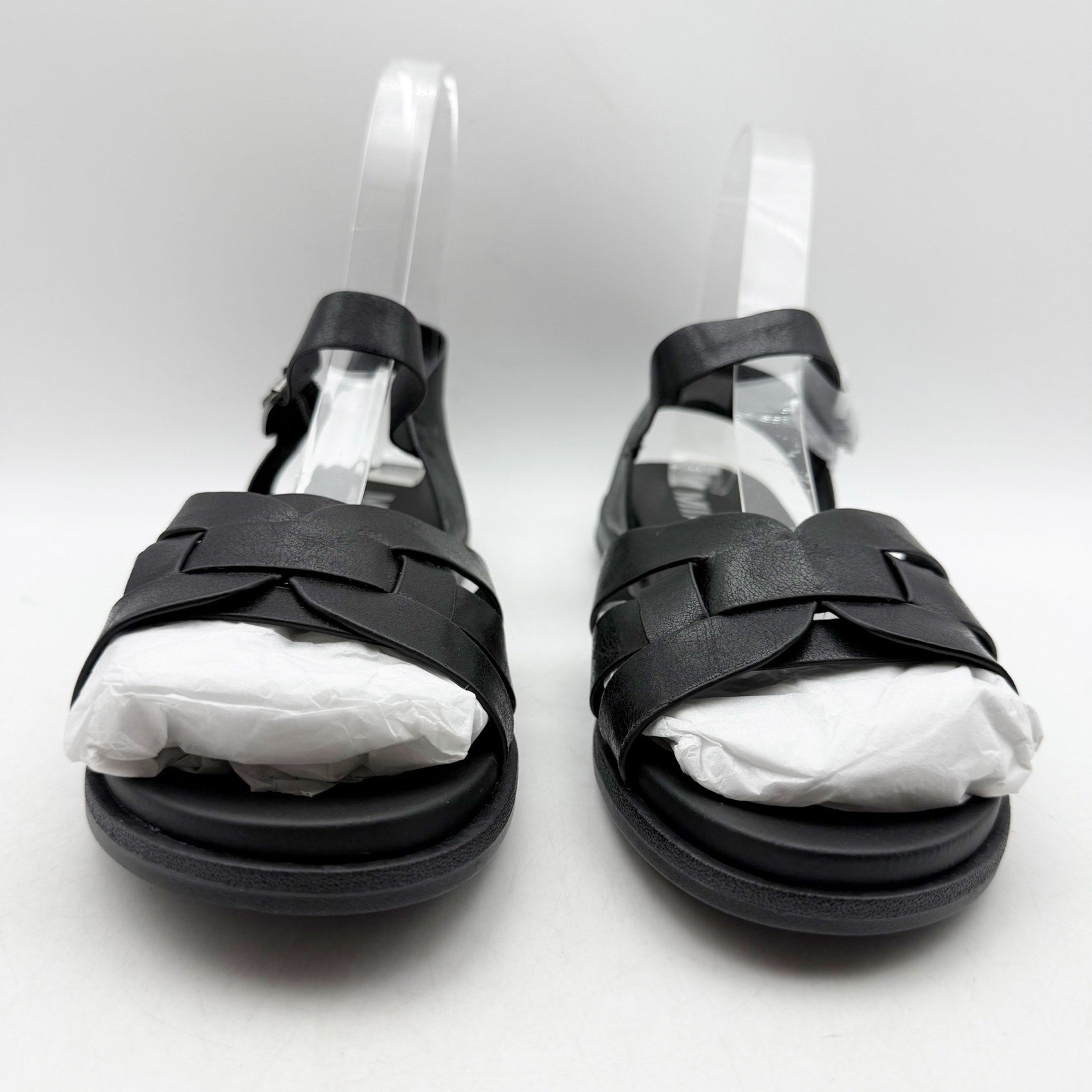 MIA Womens Flat Fisherman Sandals US 6.5 EU 36.5 Black Ankle Strap NWOB