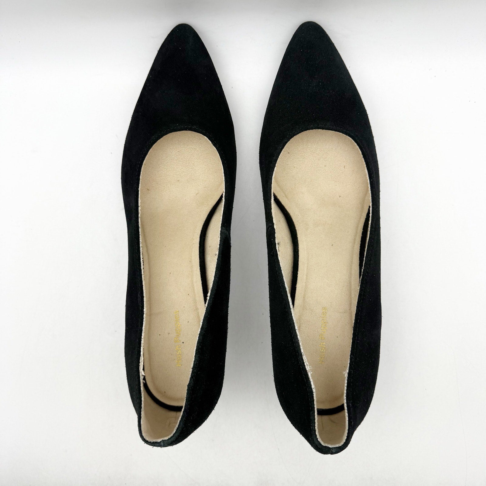 Hush Puppies Womens Sofie Pumps Size 11 EU 43 Black Nubuck Leather Slip On NWOB