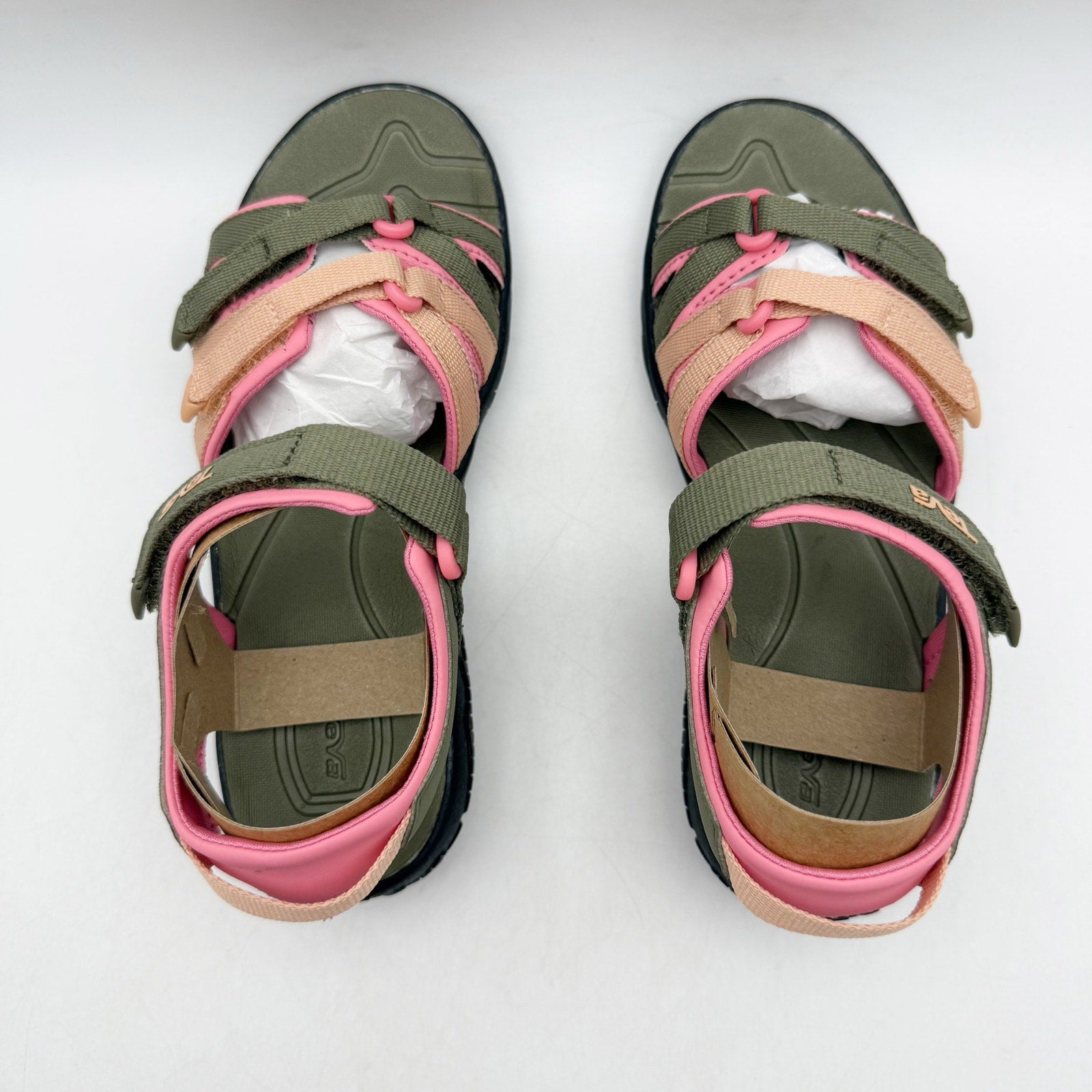 Teva Girls Tirra Leather Sandals US 1 EU 32 Green Pink Waterproof NIB
