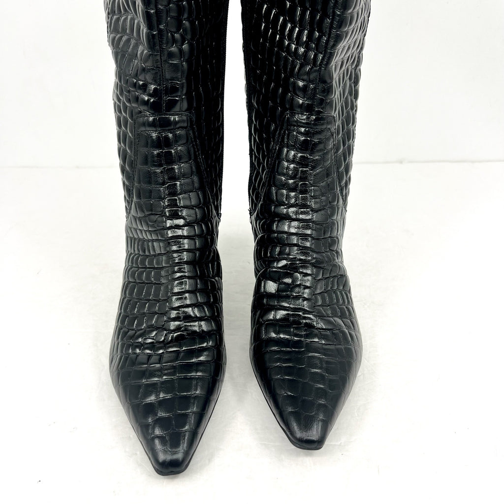 Naturalizer Deesha Knee High Boot US 11 WIDE- EXTRA WIDE CALF Black Croco NWOB