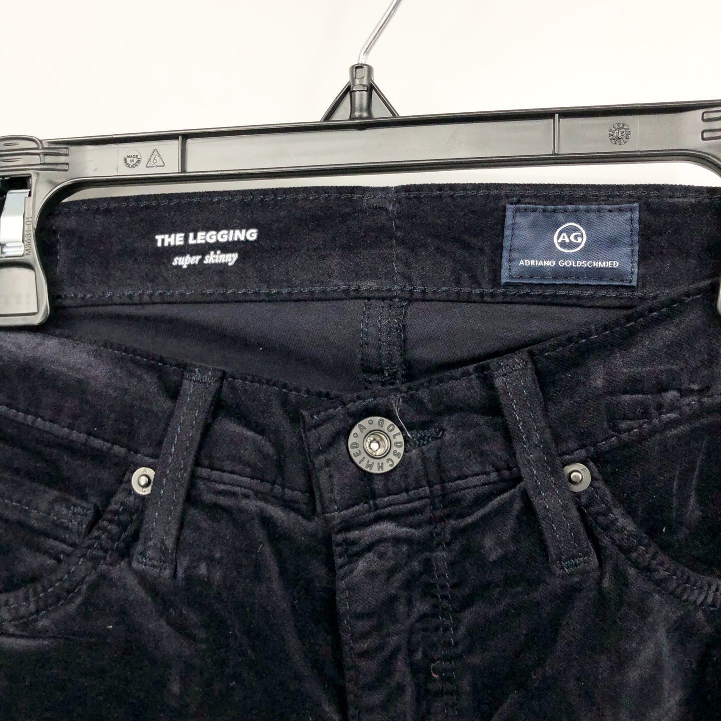 AG ADRIANO GOLDSCHMIED The Legging Velvet Jeans 24R US 00 Black Skinny NWT