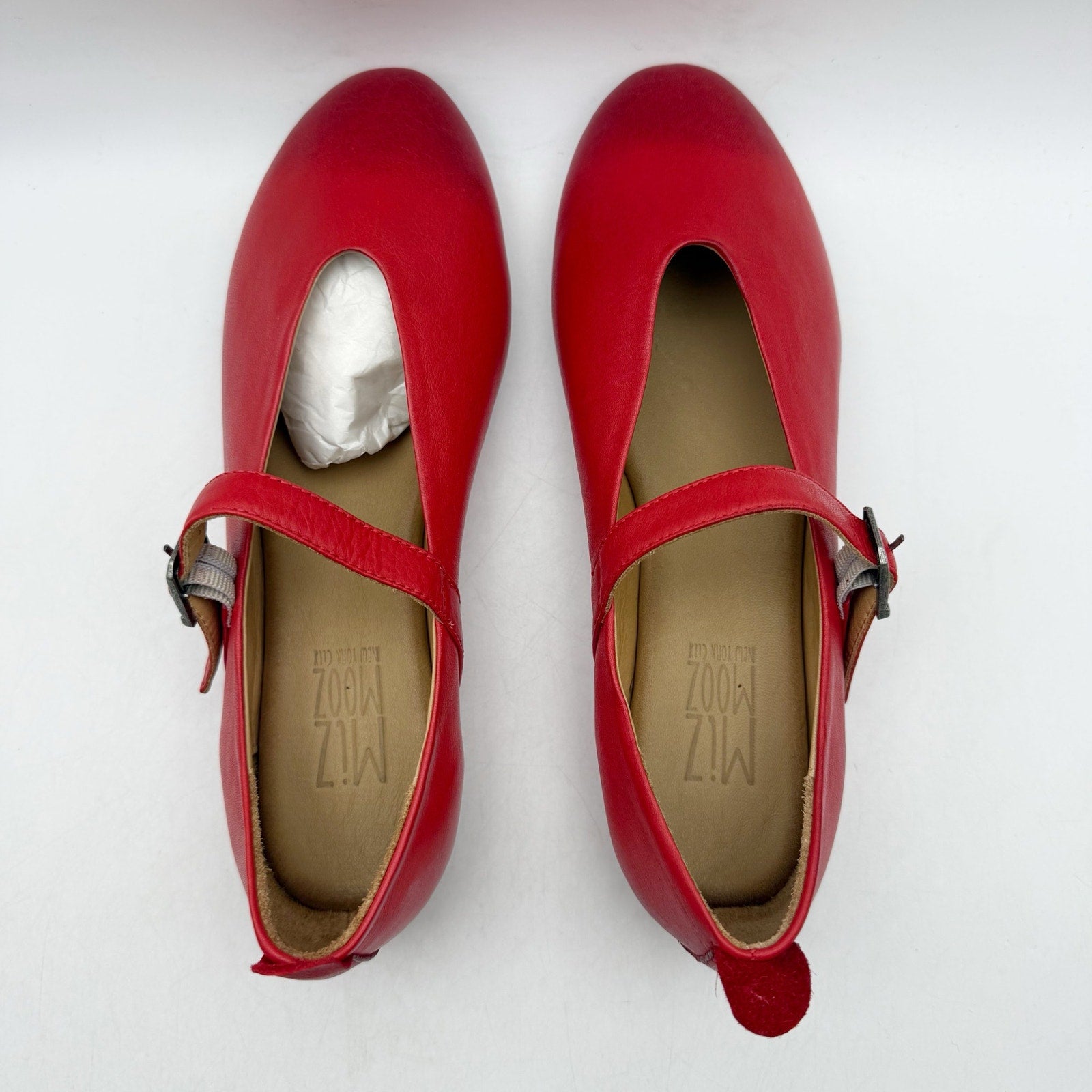 Miz Mooz Womens Kiki Mary Jane Flats EU 38 US 7.5-8 Red Leather NIB