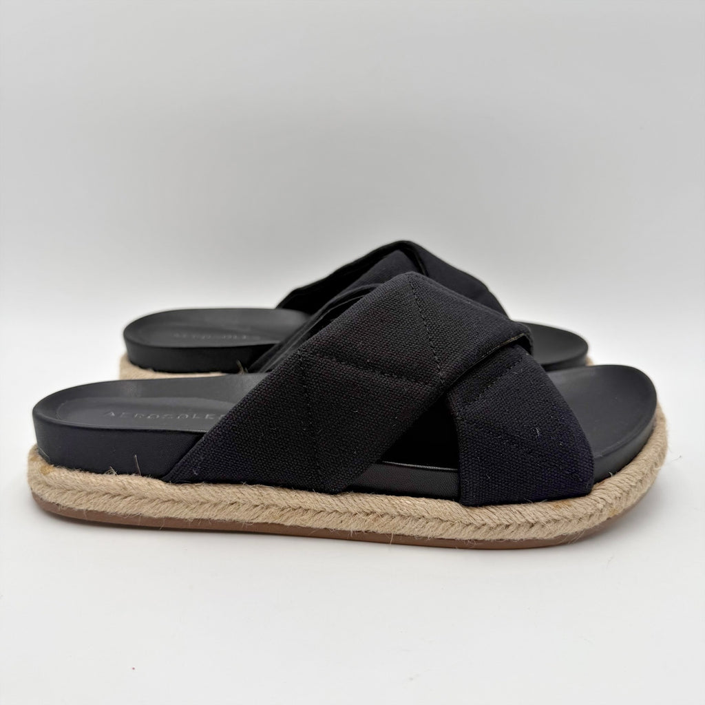 Aerosoles Womens Linney Slide Sandals Size 8.5 M Black Canvas NWOB