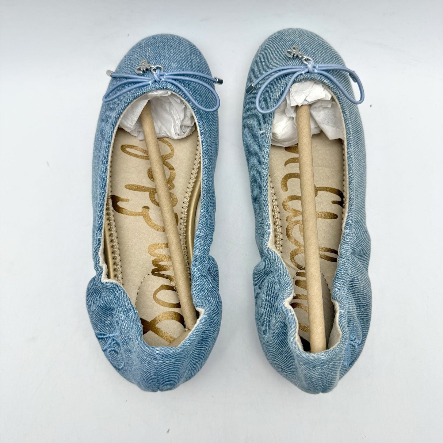 Sam Edelman Kids Felicia Ballet Flats US 1 M EU 32 Blue Denim Leather NIB