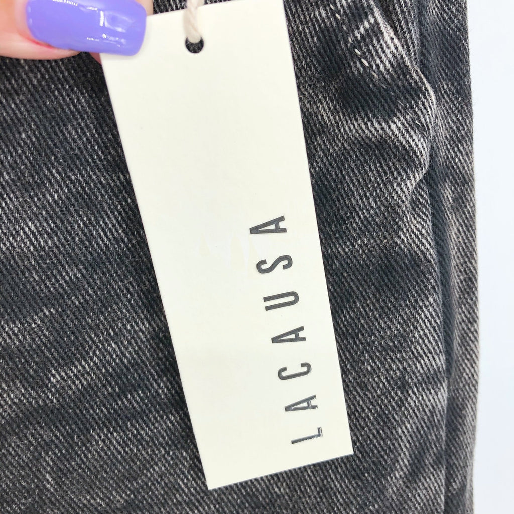 LACAUSA Women's Aiden Trouser Denim Jeans Size 6 Black Mineral Wash Mid Rise NWT
