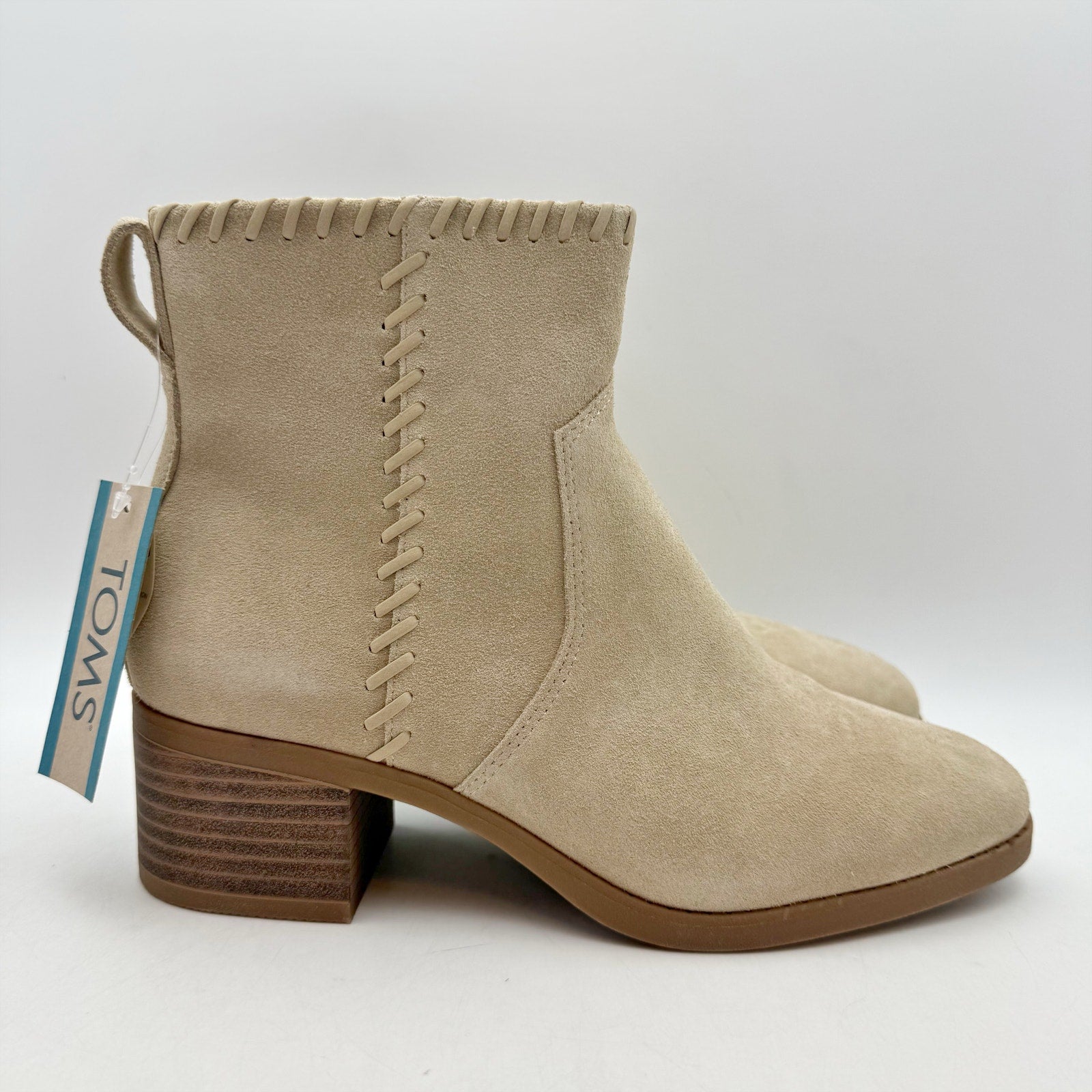 TOMS Womens Delilah Ankle Booties US 7.5 EU 38 Tan Suede Water Repellent NWOB