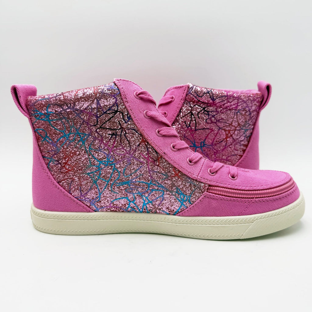 BILLY Footwear Kids Classic Lace High Sneakers Size 7 Big Kid Pink Print NWOB