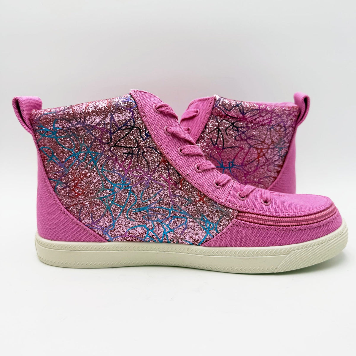 BILLY Footwear Kids Classic Lace High Sneakers Size 7 Big Kid Pink Print NWOB