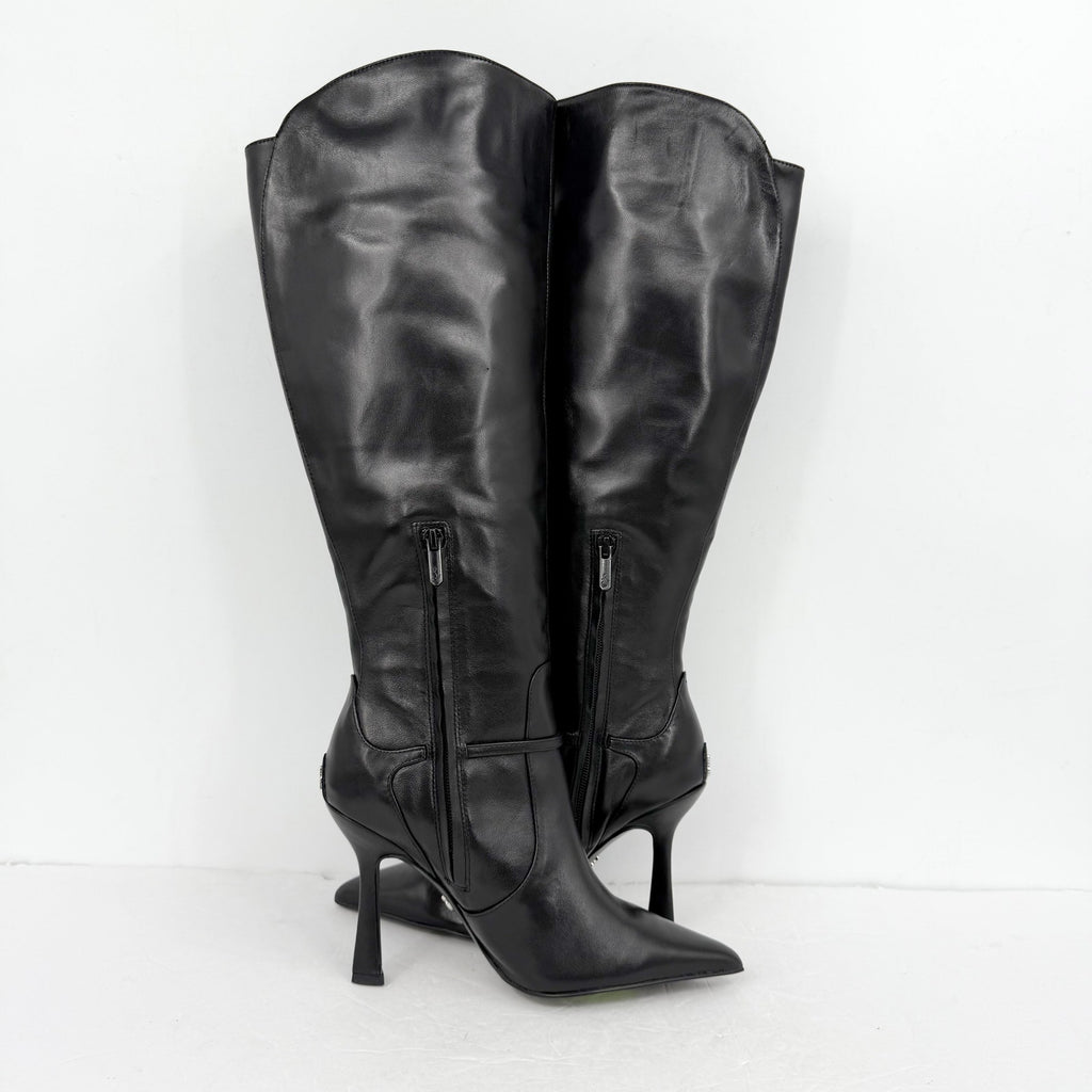 Sam Edelman Womens Elia Above Knee Boots US 6.5 M WIDE CALF Black Leather NIB