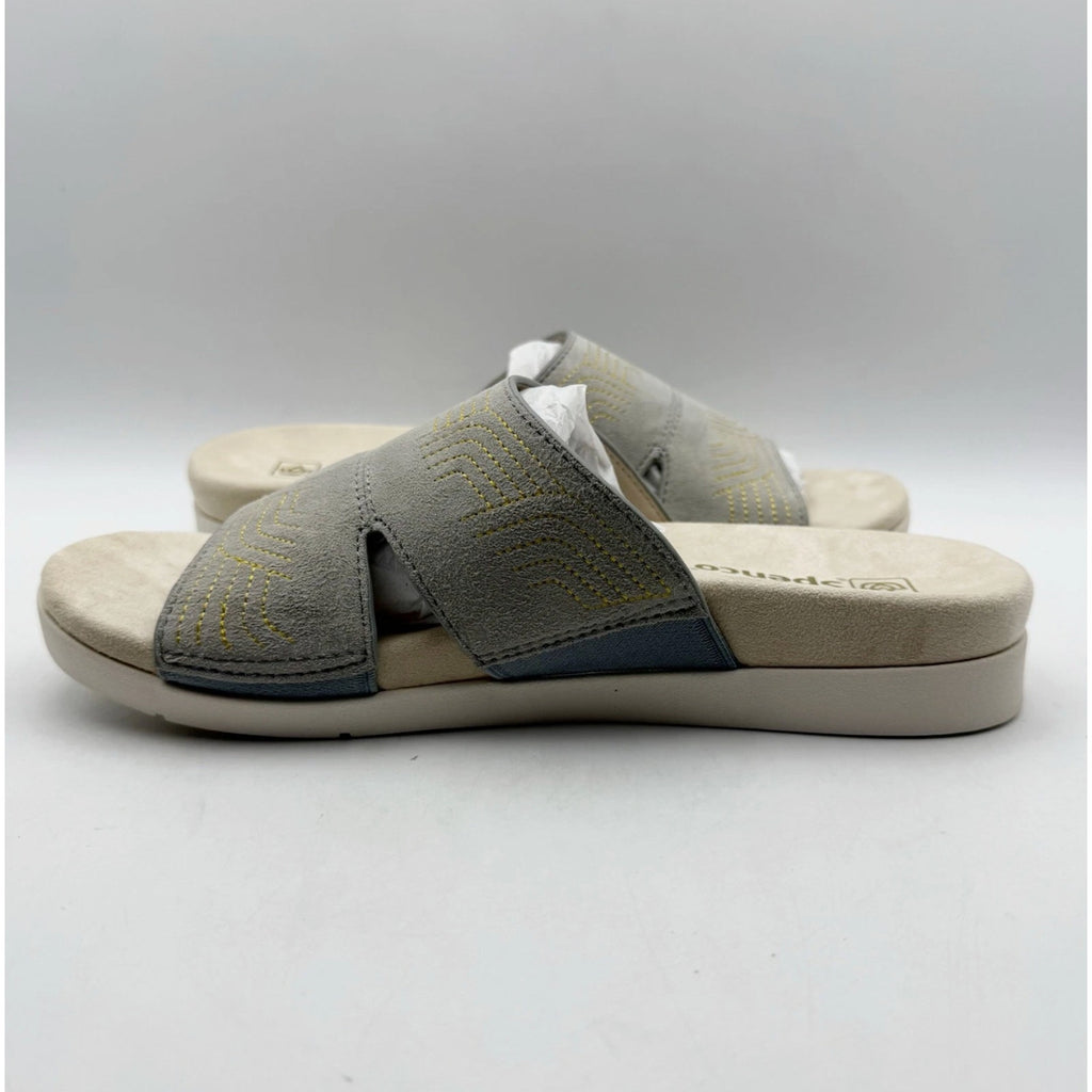 Spenco Womens Twilight Ellie Slide Sandals US 11 WIDE EU 41.5 Grey Leather NIB
