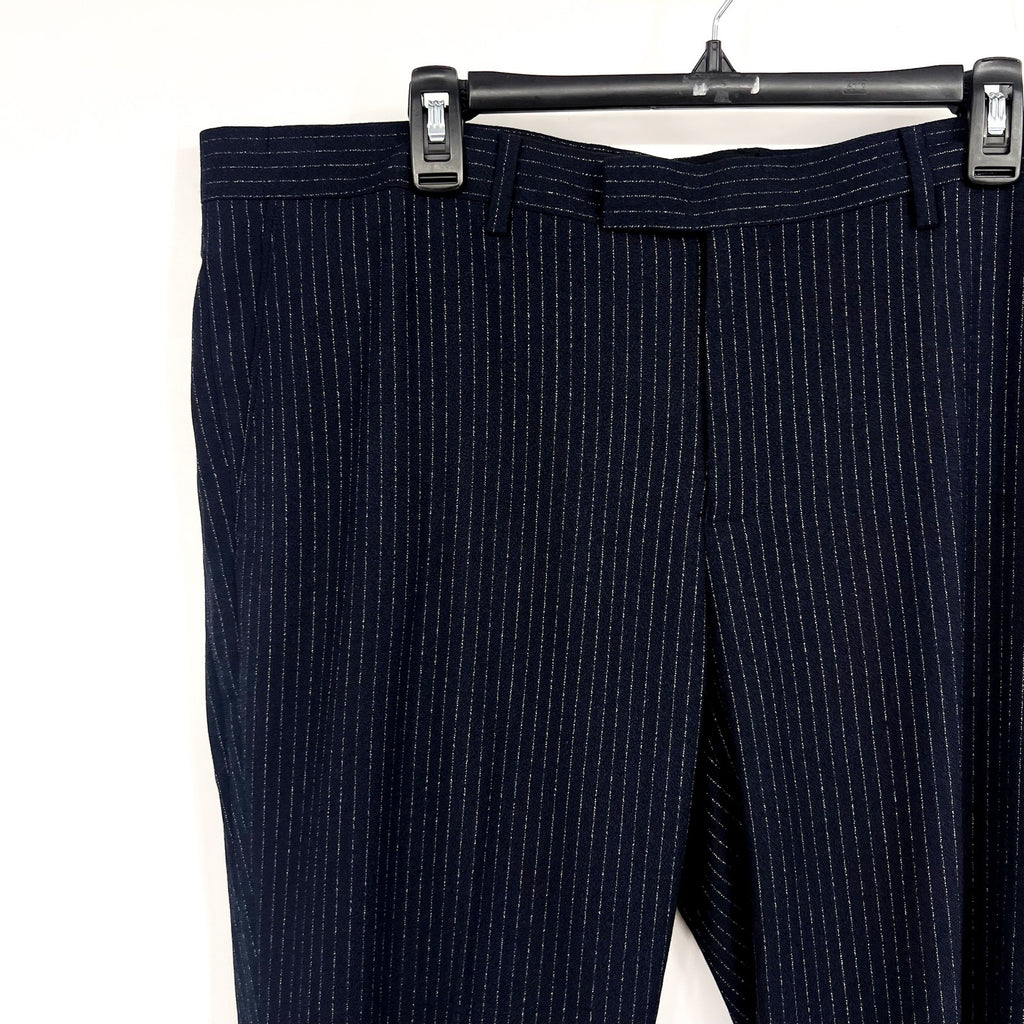 SOUL OF LONDON Men's Flat Front Dress Pants 40R Navy Blue Pinstriped NWOT