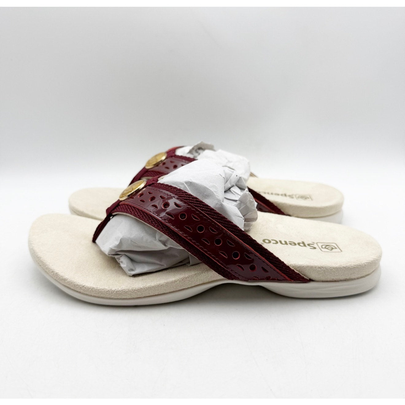 Spenco Women's Starboard Flip Flop Sandals Size 6.5 WIDE Red Burgundy NIB