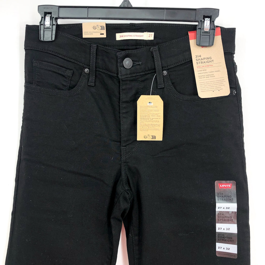 LEVI'S Women's 314 Shaping Straight Jeans 27x32 US 4 Soft Black NWT 196310000