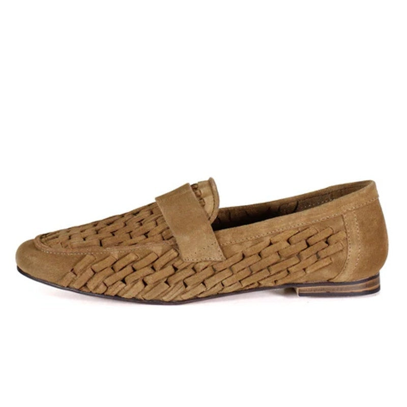 Diba True Womens Age Less Flat Loafers US 11 EU 42 Brown Suede Woven NWOB