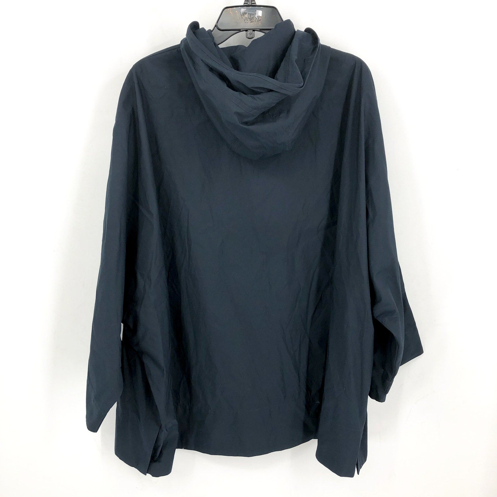 EVERLANE Women's The ReNew Poncho Hooded Raincoat Small Midnight Navy Blue NWT