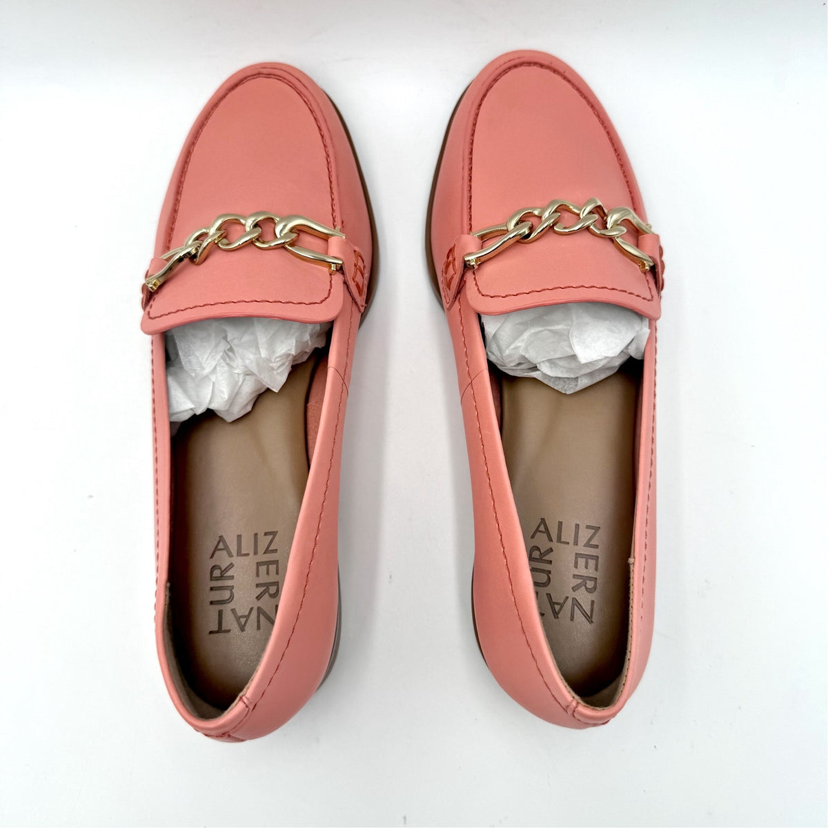 Naturalizer Womens Sawyer Slip-on Loafers Size 6.5 Wide Coral Pink Leather NIB
