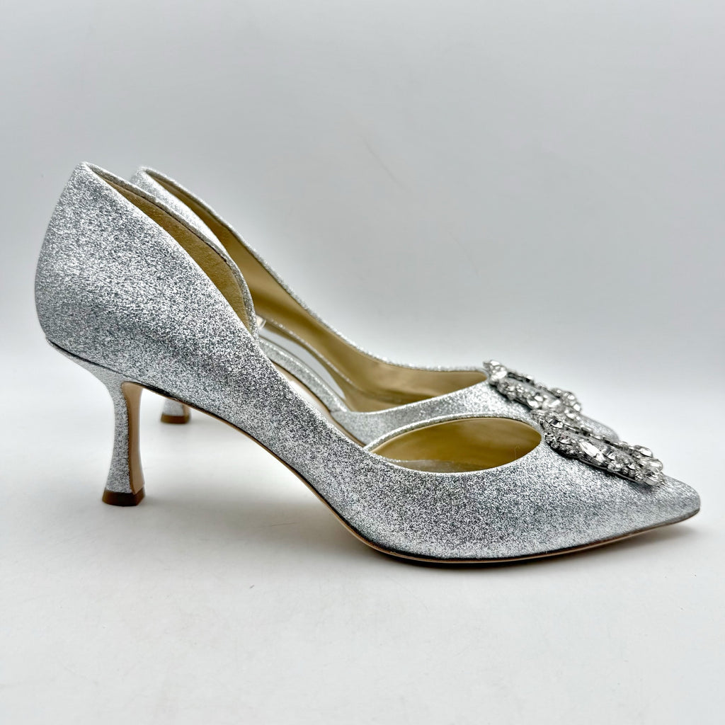 Badgley Mischka Womens Fabia ll Pumps Size 10 Silver Satin Embellished NWOB