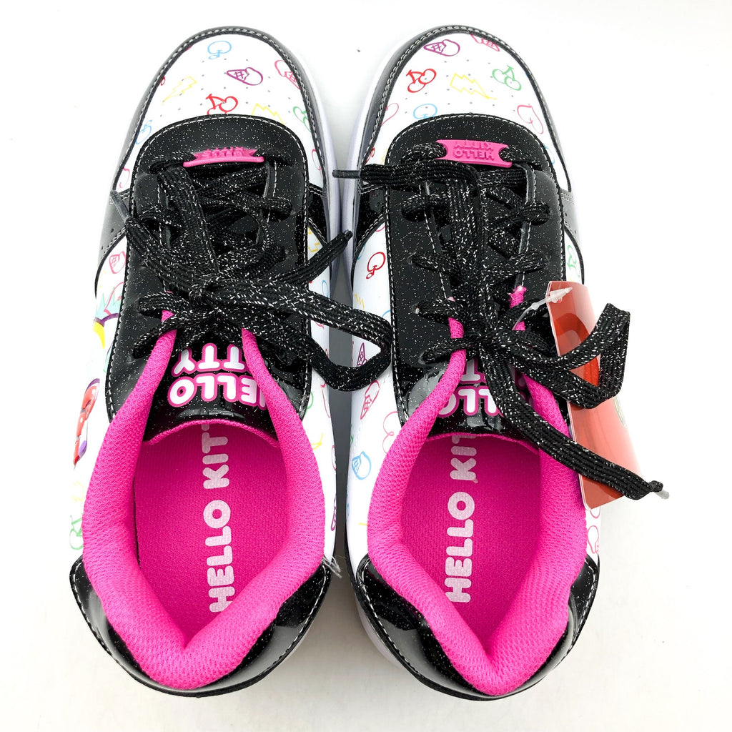 Heelys Hello Kitty Kama Sneakers BIG KIDS 7 Womens 8 WIDE Black White Wheels NIB