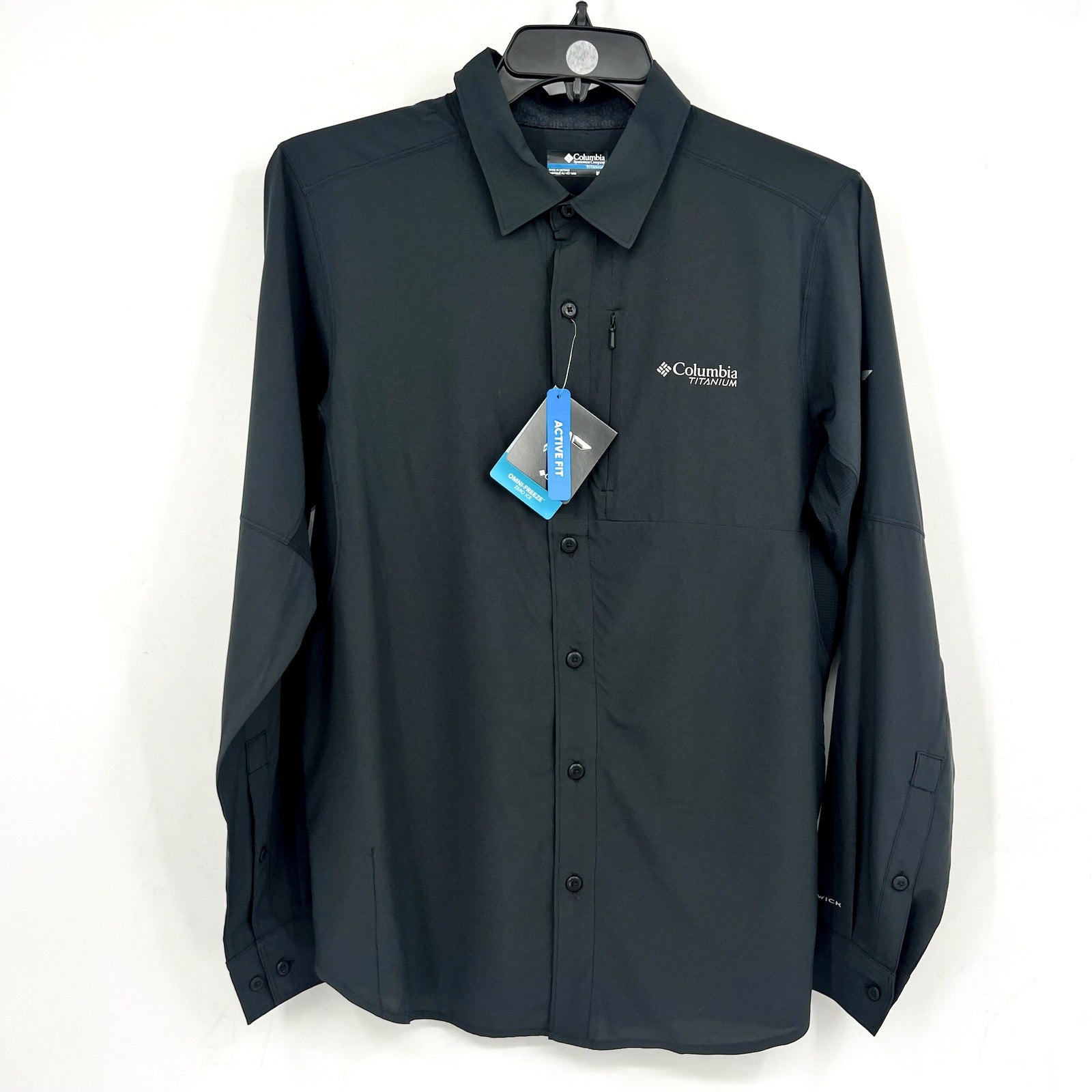 COLUMBIA Men's Cirque River Long Sleeve Shirt Medium Black Vented Woven NWT
