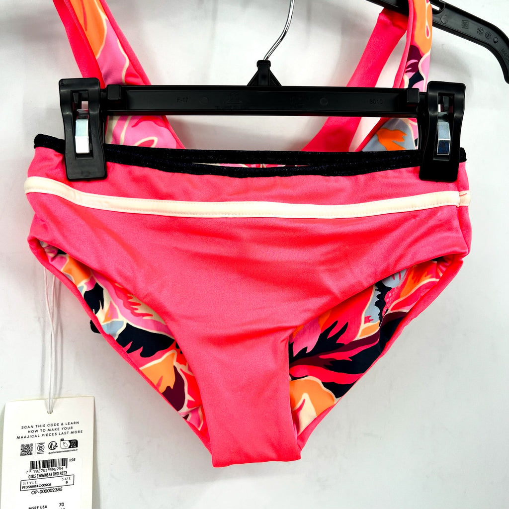 MAAJI Girl's Reversible Retro Bikini Two Piece Set Size 8 Pink Multi Printed NWT