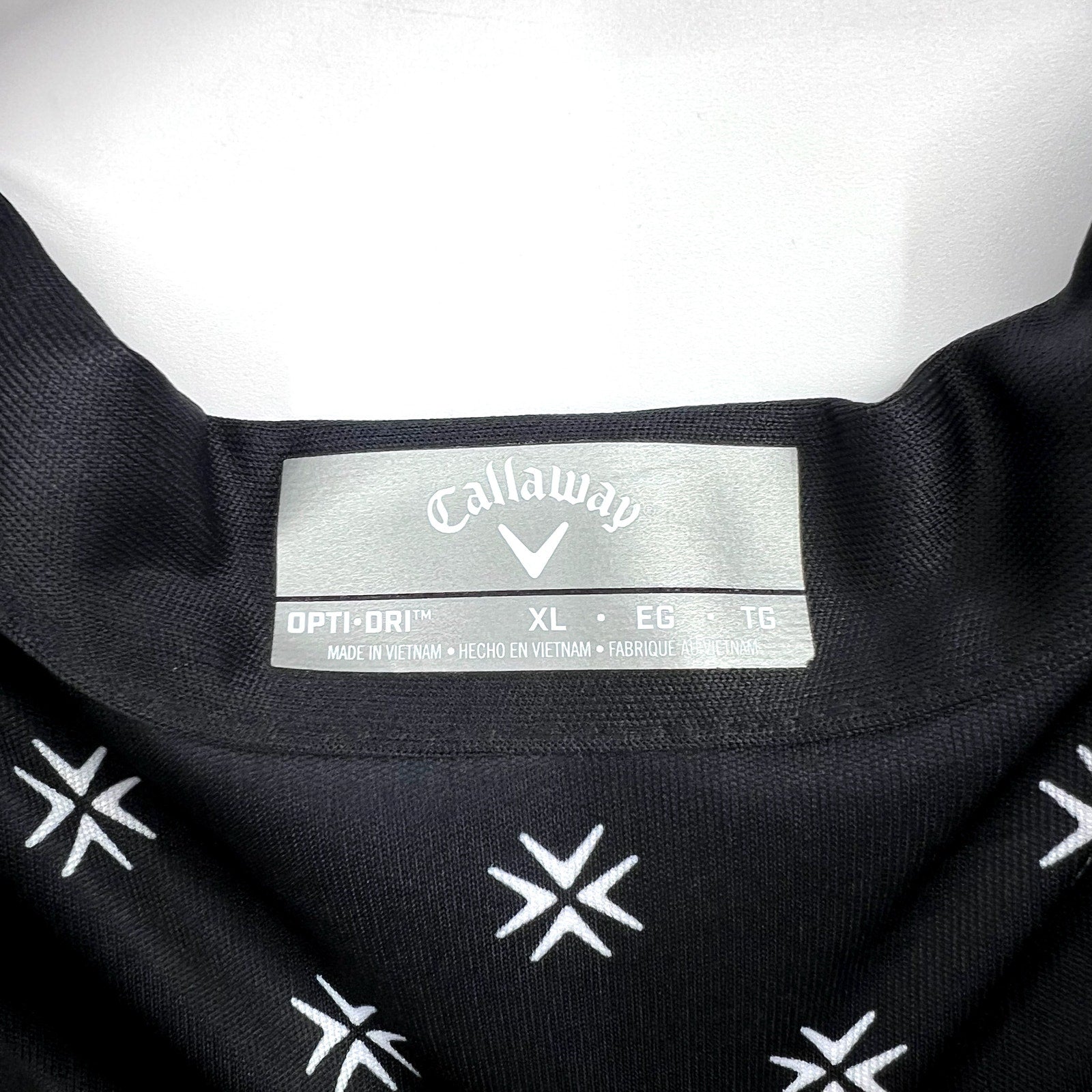 CALLAWAY Womens Opti-Dri Golf Polo Shirt XL Black Caviar Geometric Print NWT
