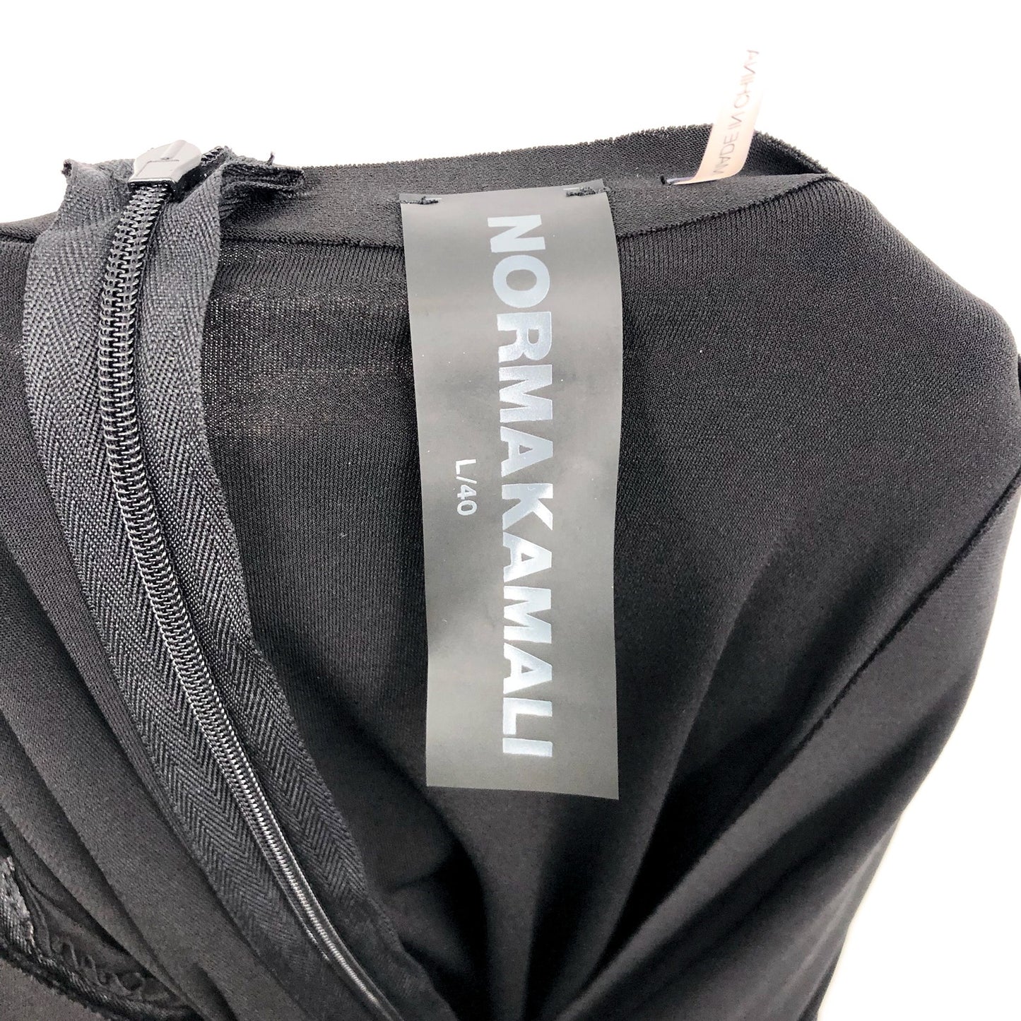 NORMA KAMALI V-Neck Long Sleeve Jumpsuit Large 40 Black Shirred Waist NWT