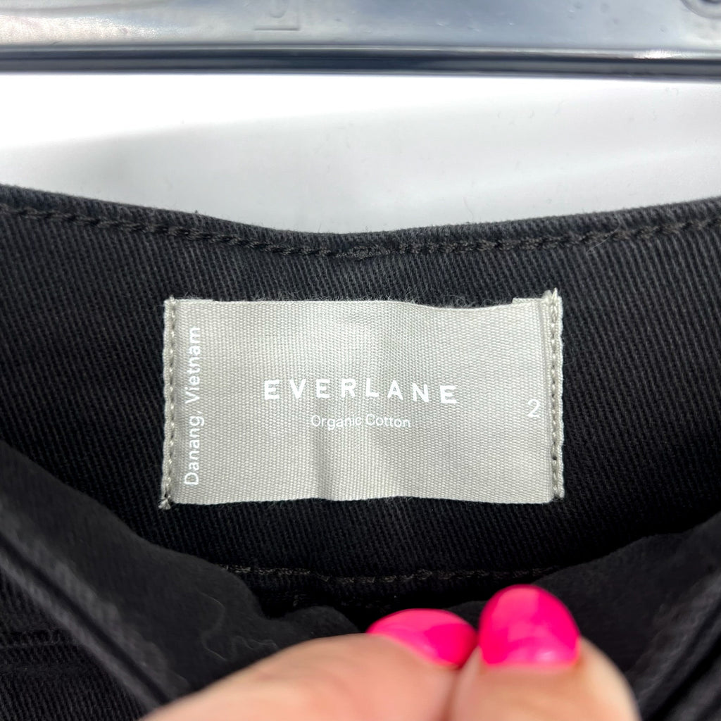 EVERLANE Women's The Organic Straight-Leg Pants Size 2 Black Utility Pockets NWT
