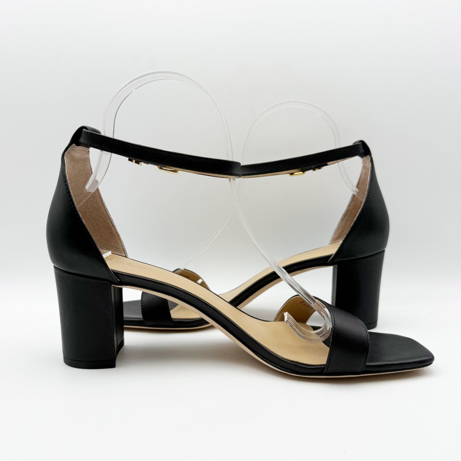 Lauren Ralph Lauren Womens Logan Heeled Sandals US 9.5 Black Leather NIB