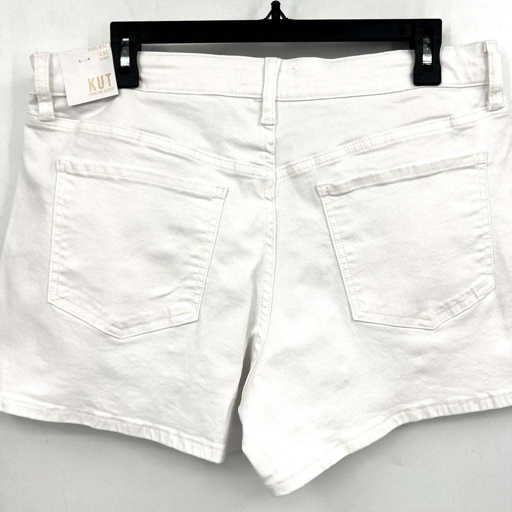 KUT FROM THE KLOTH Jane Cuff Denim Shorts Size 12 Optic White High Waist NWT