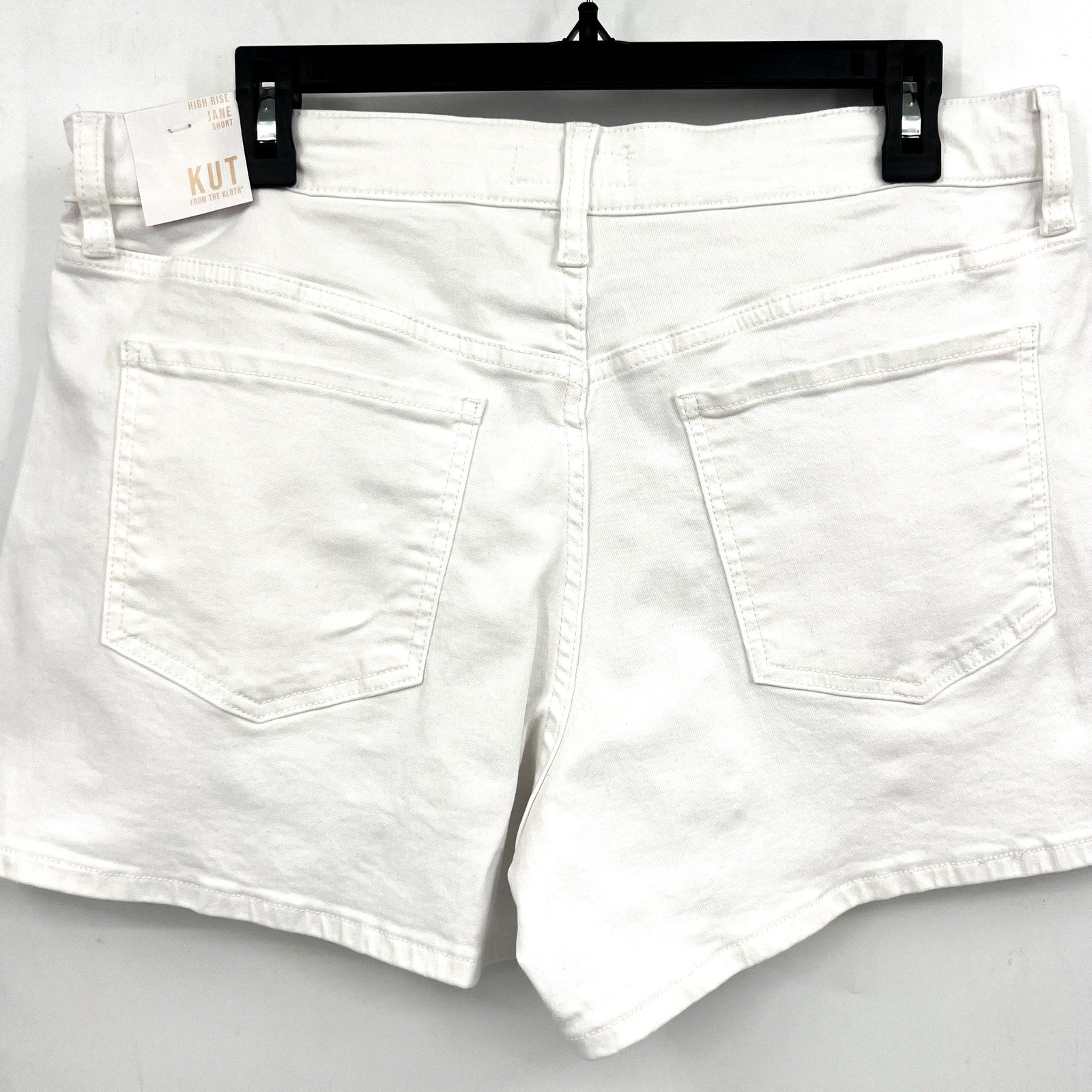 KUT FROM THE KLOTH Jane Cuff Denim Shorts Size 12 Optic White High Waist NWT