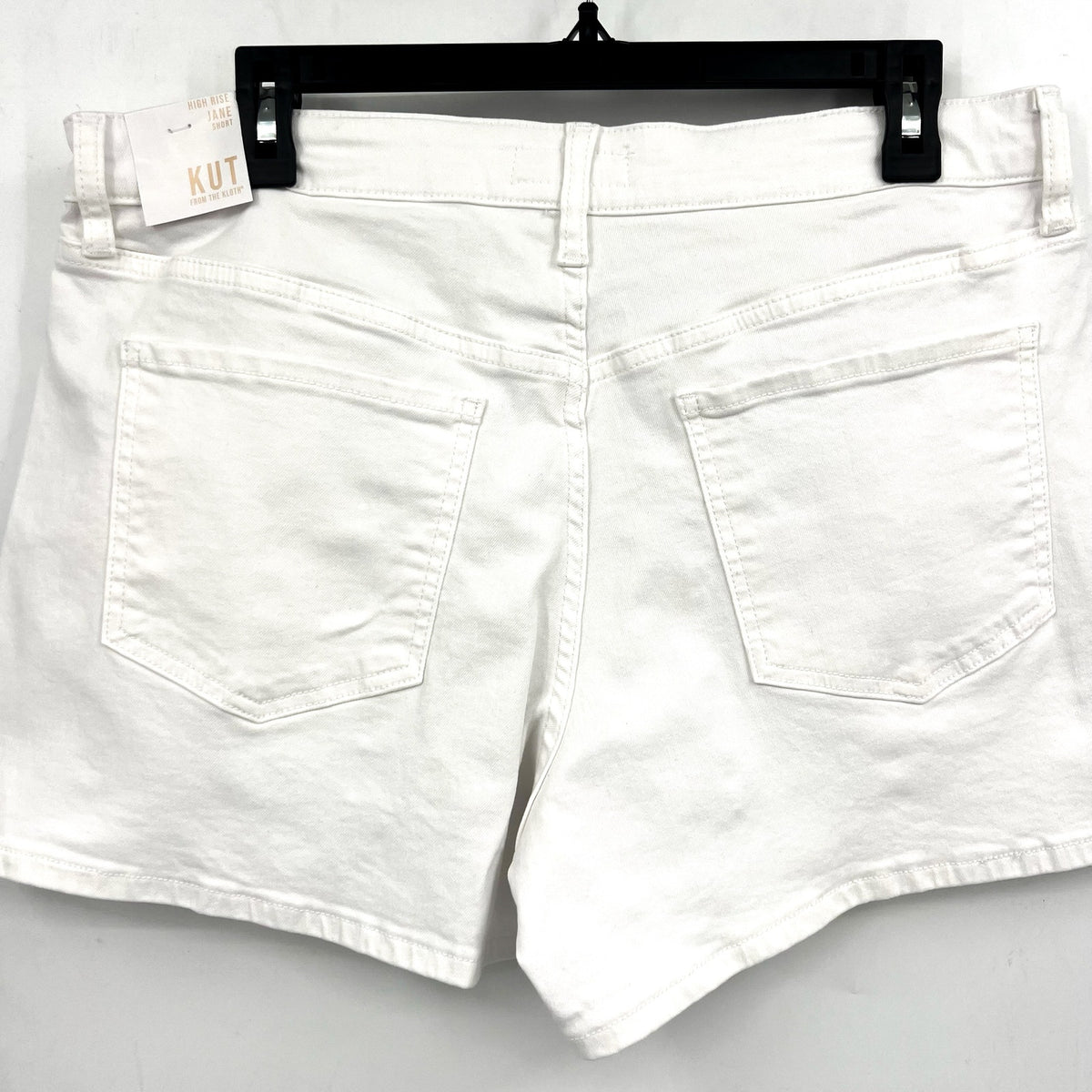 KUT FROM THE KLOTH Jane Cuff Denim Shorts Size 12 Optic White High Waist NWT